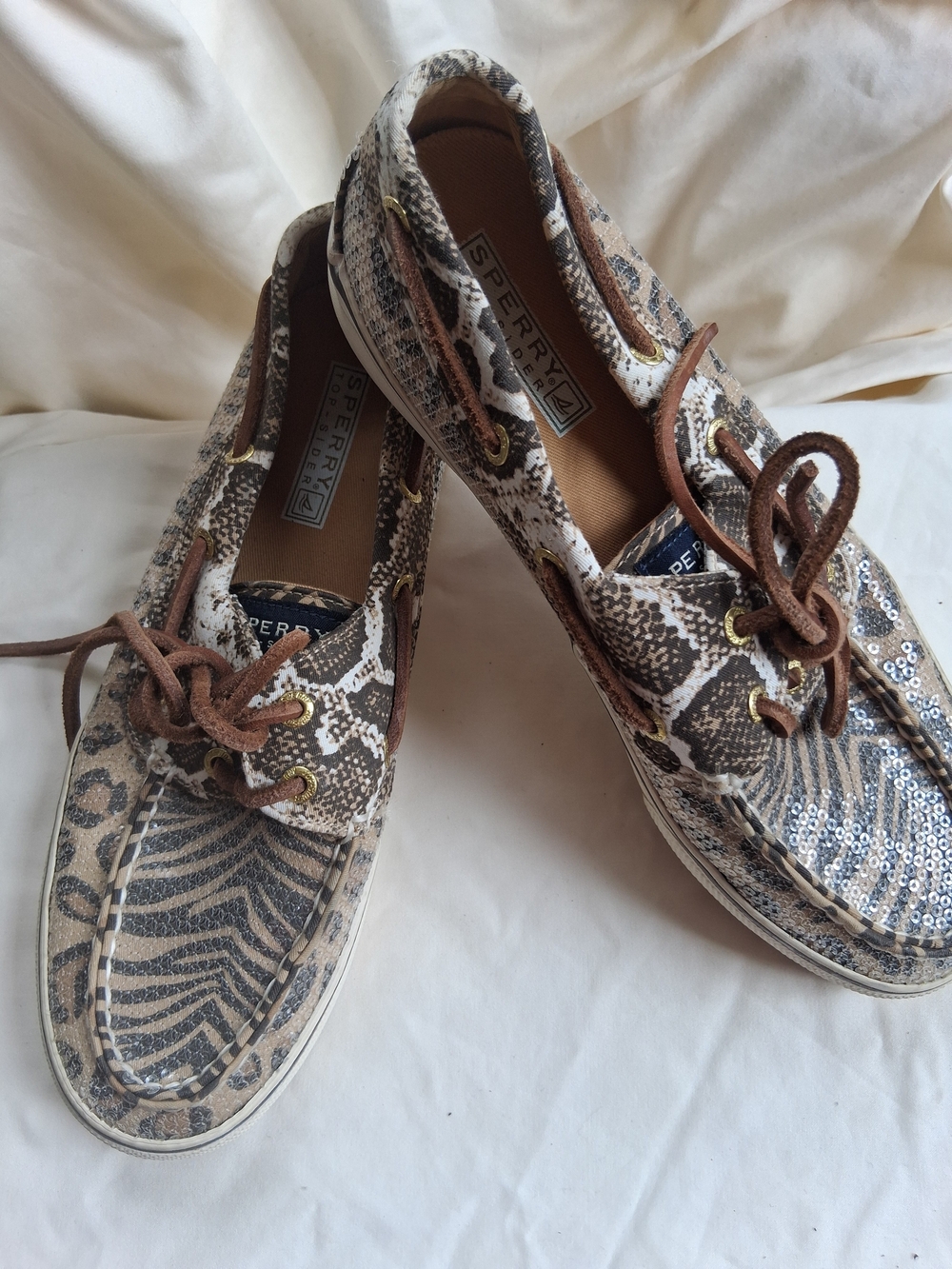 Sperry Women's Brown Snake-Print Boat Shoes